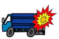 イラスト：爆発するゴミ収集車