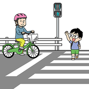 イラスト：交差点での信号遵守