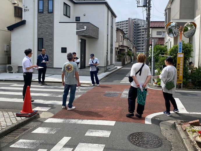 令和7年度通学路合同点検の様子