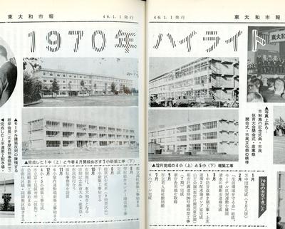写真：学校の建設等を伝える当時の市報