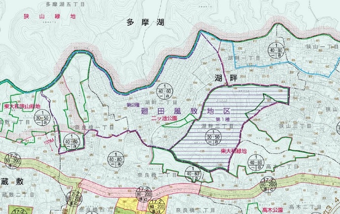 東大和市内風致地区位置図画像