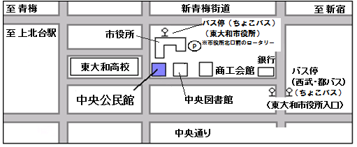 中央公民館までの地図