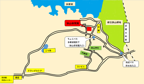 狭山保育園周辺の地図です。