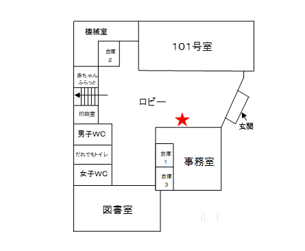 狭山公民館1階設置位置(マイボトル用給水機)